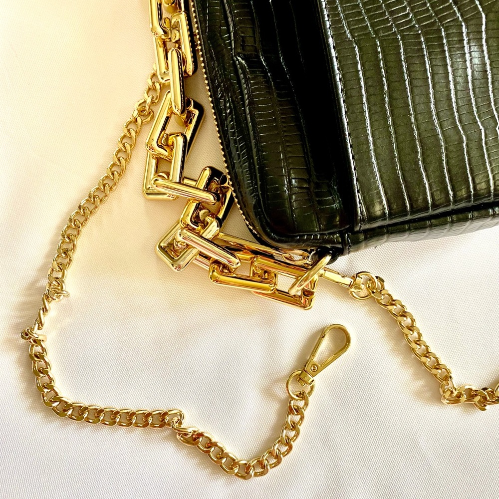 Genuine Leather Black and Gold Handbag Stella Bianca Italy - Picture 16 of 17